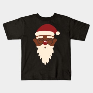 Cute Black Santa Claus African Indigenous Christmas Pattern Retro Scandinavian Aesthetic Kids T-Shirt